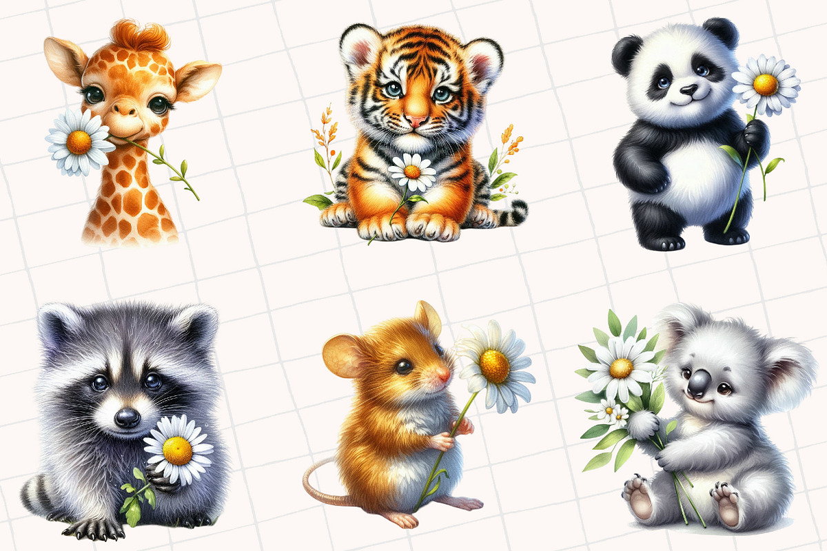 Daisy Flower Animal Clipart, an Illustration by OK Design (Photo 4 of 5)