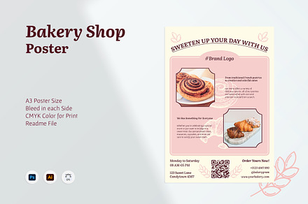 Bakery Shop Poster, a Poster Template by Fannan Studio
