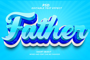 Father PSD 3d Editable Text Effect