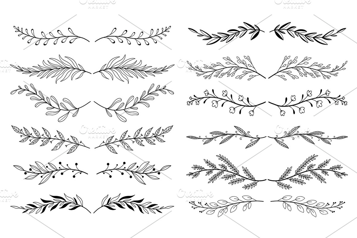 Hand Drawn Floral Dividers Pack, a Decorative Illustration by alexdndz (Photo 2 of 6)