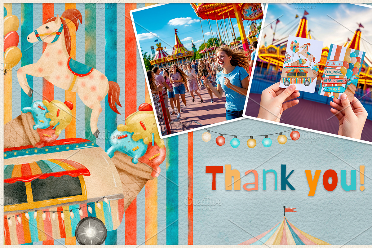 Amusement Park watercolor clip art, an Illustration by ARTerria (Photo 9 of 9)