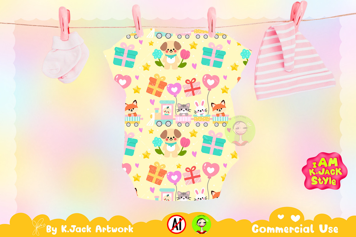 Baby Shower Train Adventure Seamless, a Background Graphic by K.JackArtwork (Photo 5 of 8)