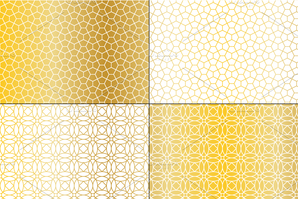 Seamless Metallic Geometric Patterns, a Pattern Graphic by Melissa Held ...
