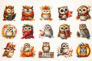 Watercolor Autumn Owl Clipart, an Illustration by Rose Art (Thumbnail 2 of 4)