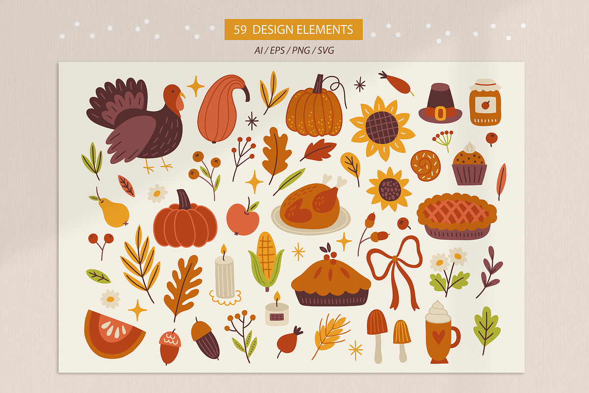 Happy Thanksgiving Kit, a Seasonal Illustration by miumiu (Photo 5 of 15)