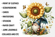 Watercolor Sunflower Gnomes Clipart, a Transportation Illustration by SinaCreation (Thumbnail 3 of 9)
