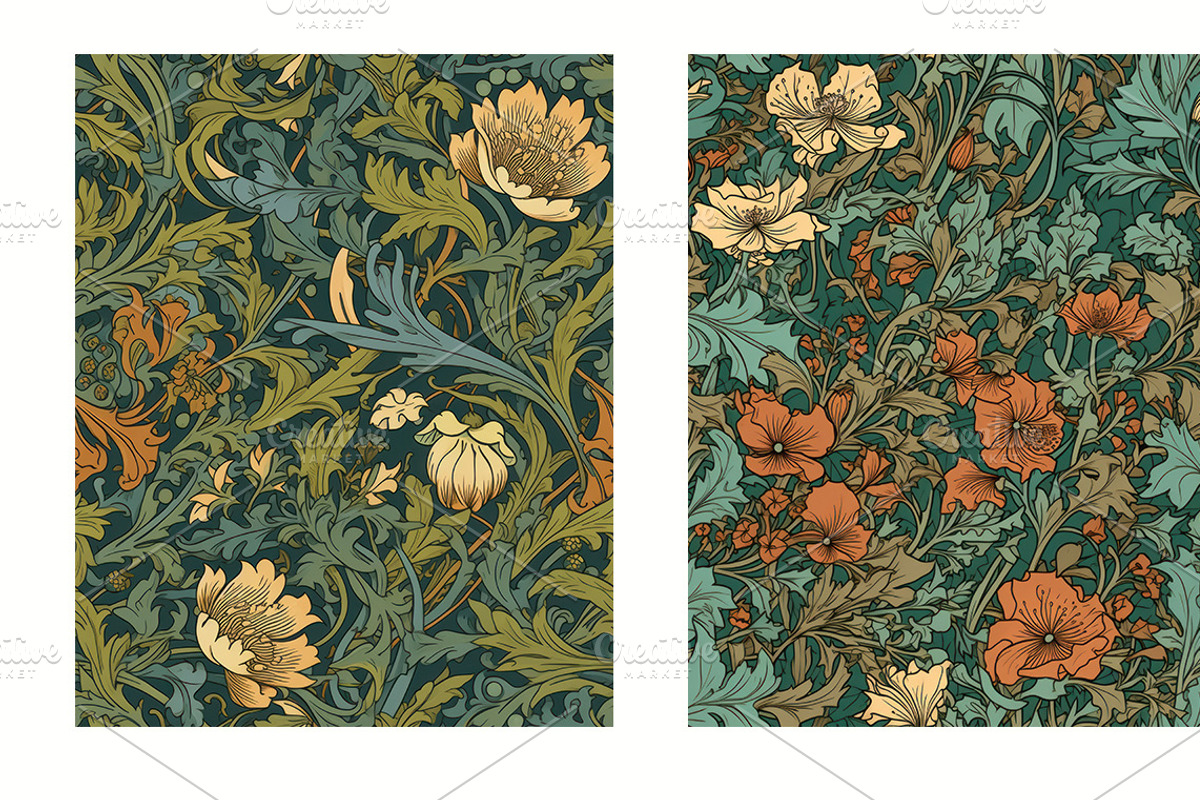 Seamless pattern with flowers, an Illustration by Pundateam (Photo 5 of 5)