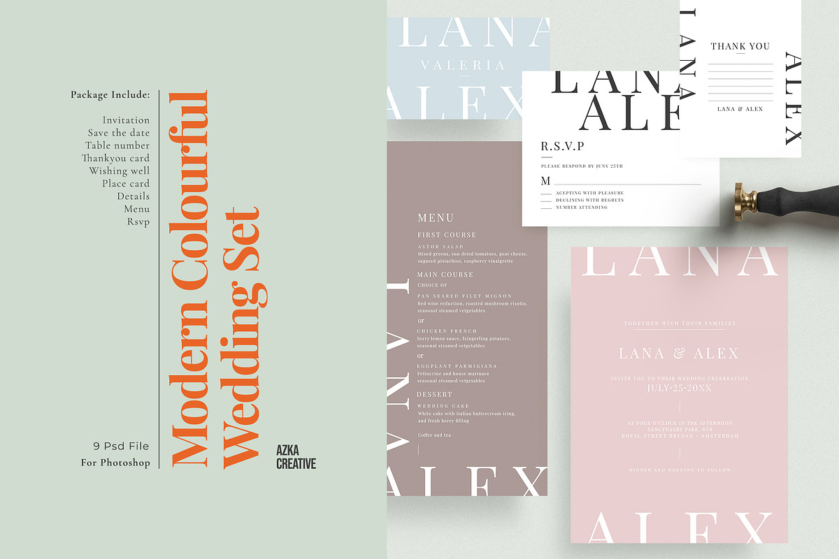 Modern Colourful Wedding Set, an Invitation Template by Azka Creative (Photo 1 of 4)