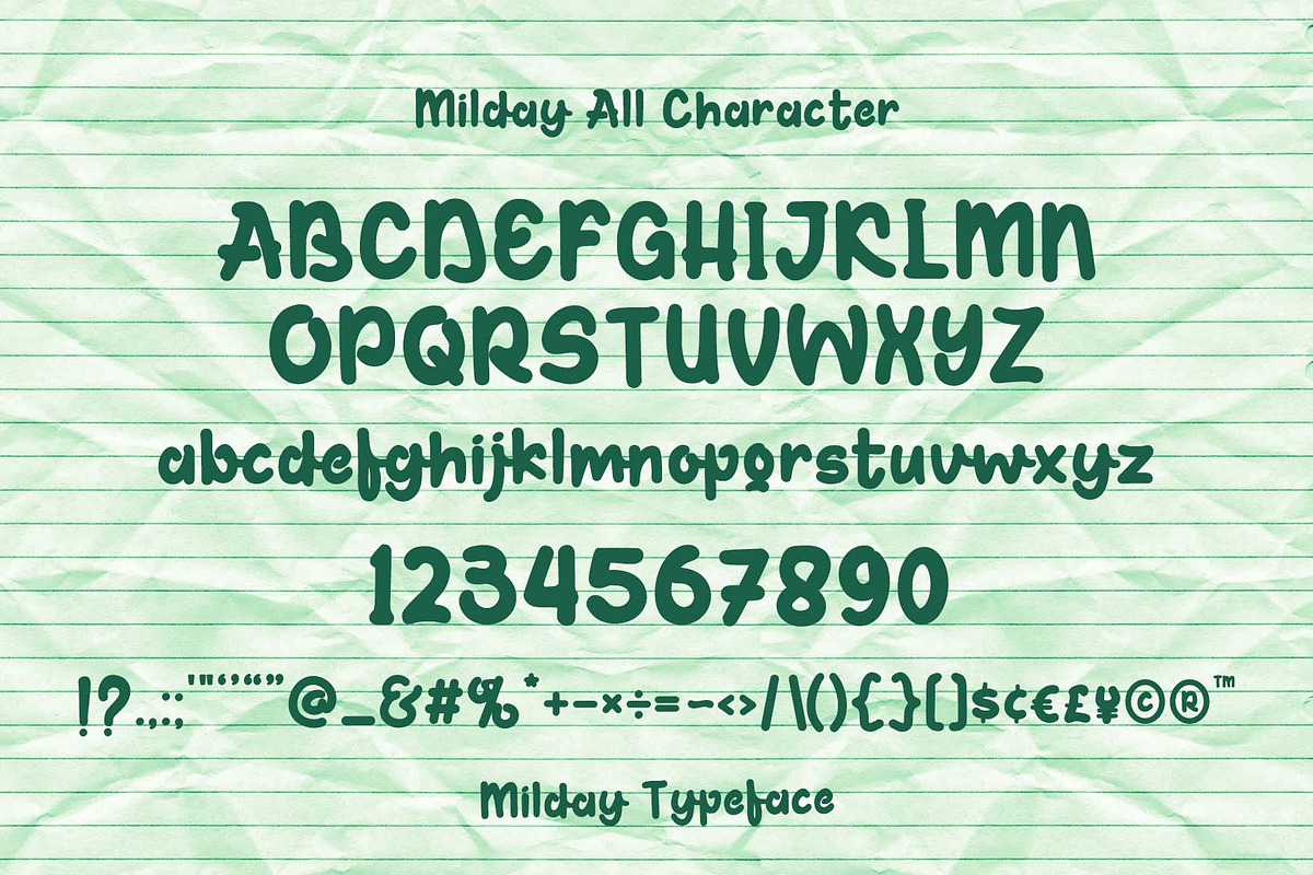 Milday a Handwritten Font, a Handwritten Font by Rasiorise Studio (Photo 12 of 12)