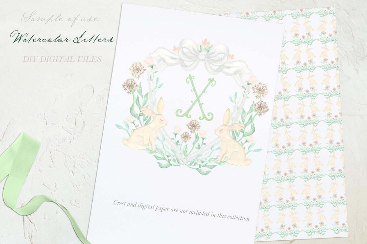 Vintage Watercolor Letters Monogram, a Graphic by LABFcreations (Photo 2 of 3)