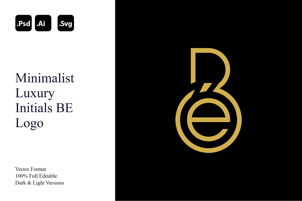 Minimalist LuxuryInitials BE Logo, a Branding & Logo Template by Luxury Logos (Photo 1 of 4)