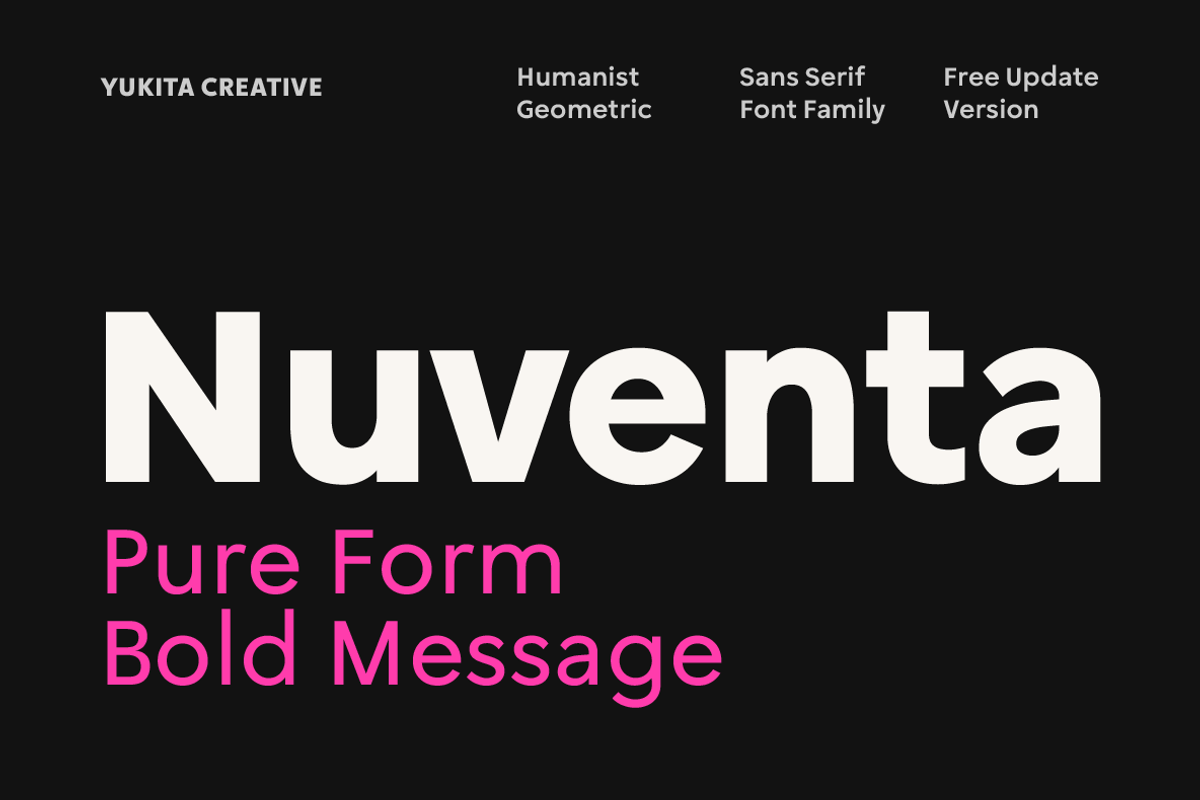 Nuventa - Humanist Geometric Fonts, a Sans Serif Font by Yukita Creative (Photo 1 of 11)