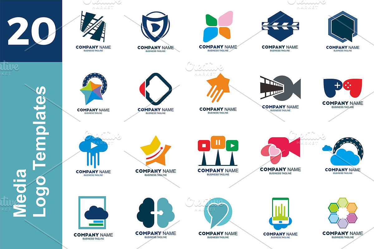 20 Logo Media Templates Bundle, a Branding & Logo Template by Friendesigns