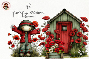 Poppy Season PNG Clipart Bundle, a Seasonal Illustration by Nicolle's Colorful Art