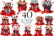 Cute Valentine Animals PNG Clipart, an Animal Illustration by KennedyStudio (Thumbnail 1 of 5)