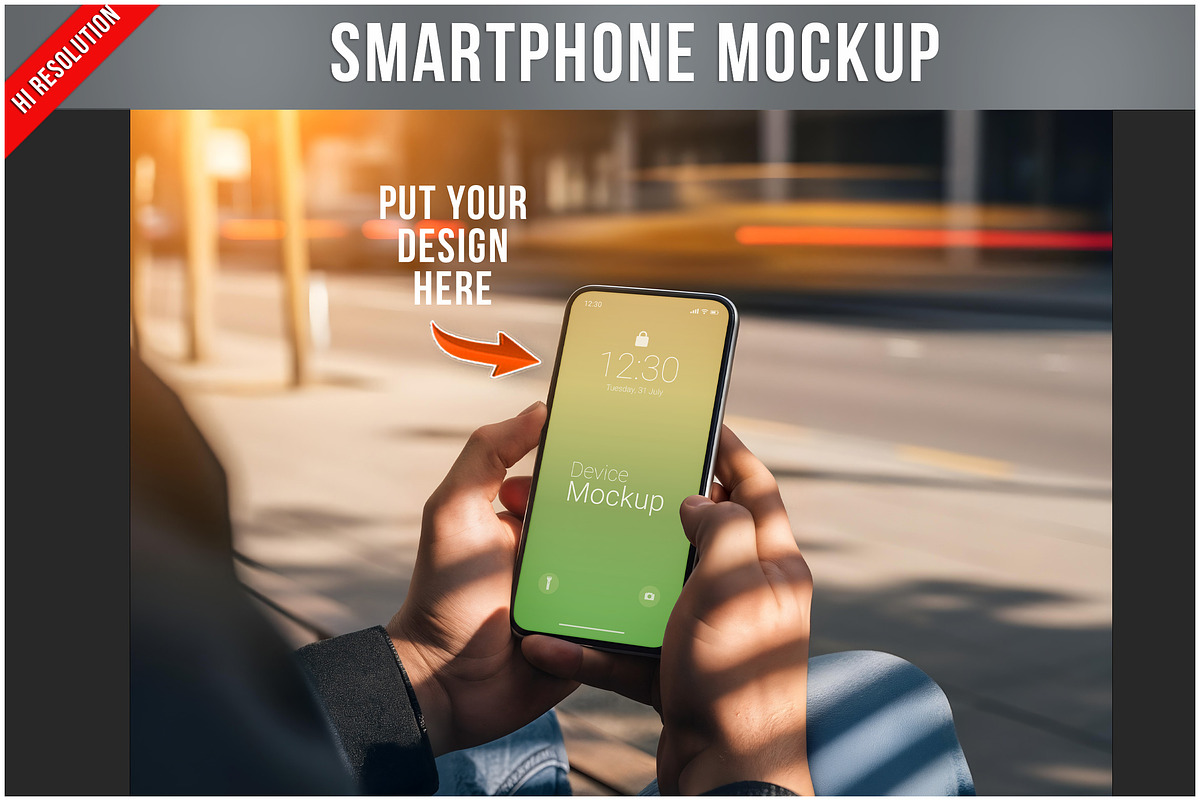 Smartphone Mockup on City Street PSD, an iPhone Mockup by Bruno's Shop (Photo 1 of 4)