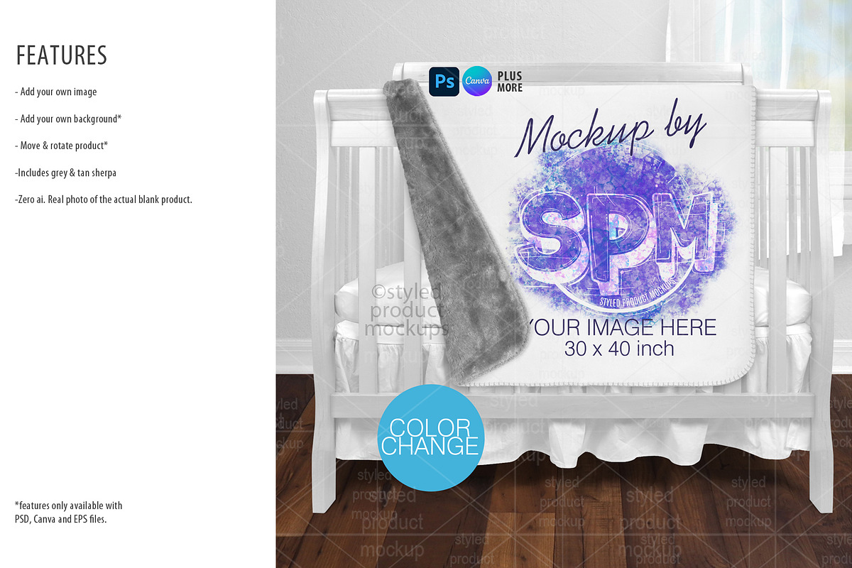 Sherpa Baby Blanket Mockup Bundle, a Household Mockup by StyledProductMockups (Photo 5 of 9)