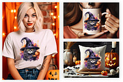 Watercolor Halloween Cat PNG Bundle, a Seasonal Illustration by Creative Arslan (Thumbnail 4 of 7)