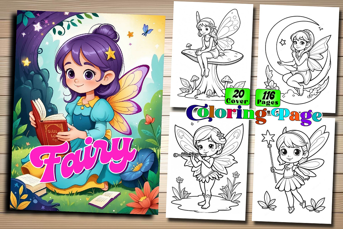 Fairy Coloring Pages For Kids, a Templates & Theme by Wow Magic (Photo 1 of 3)