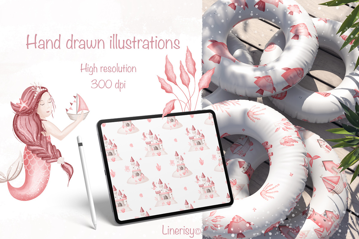 Mermaid- baby collection, an Animal Illustration by Linerisyart (Photo 6 of 12)
