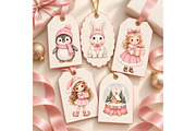 Pink Christmas Clipart Bundle, a Seasonal Illustration by Villa 11 Estudio (Thumbnail 7 of 7)
