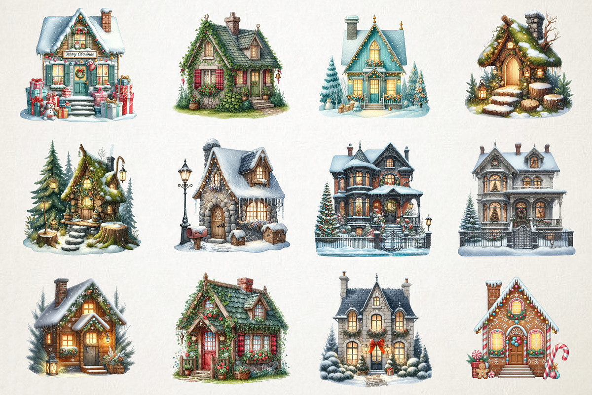 Christmas House Clipart, an Illustration by RobertsArt (Photo 4 of 7)