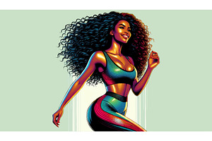 Energetic Woman Dancing in Fitness, a Person Illustration by AlexArt
