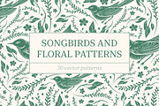 Songbirds and Floral patterns, a Pattern Graphic by Piñata (Thumbnail 1 of 8)