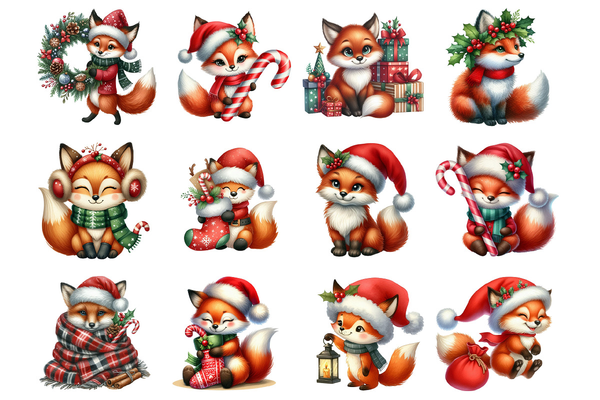 Christmas Fox Clipart, an Illustration by Design Market (Photo 4 of 4)