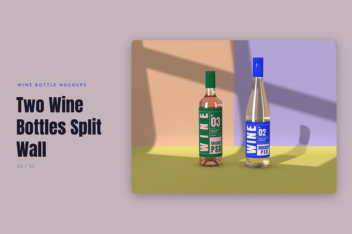Wine Bottle Mockup Pack, a Cups & Container Mockup by Motion-Box (Photo 5 of 24)