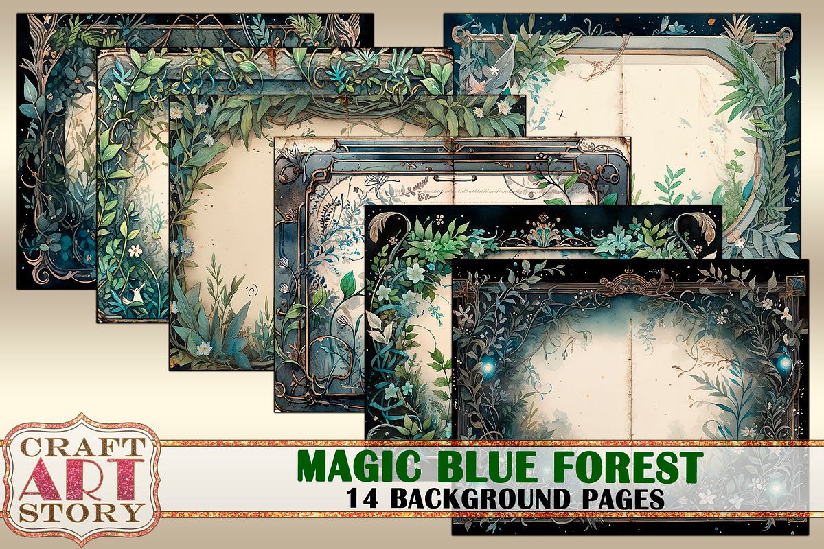 Magic blue forest Blank background, an Object Illustration by CraftArtStory (Photo 4 of 4)