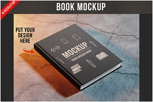 Book Mockup On Concrete Surface PSD, a Device Mockup by Bruno's Shop