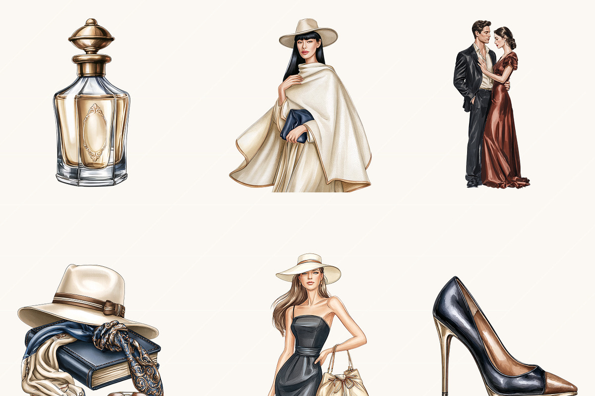 Watercolor Old Money Couple Clipart, a Person Illustration by BusyDaydesign (Photo 4 of 9)