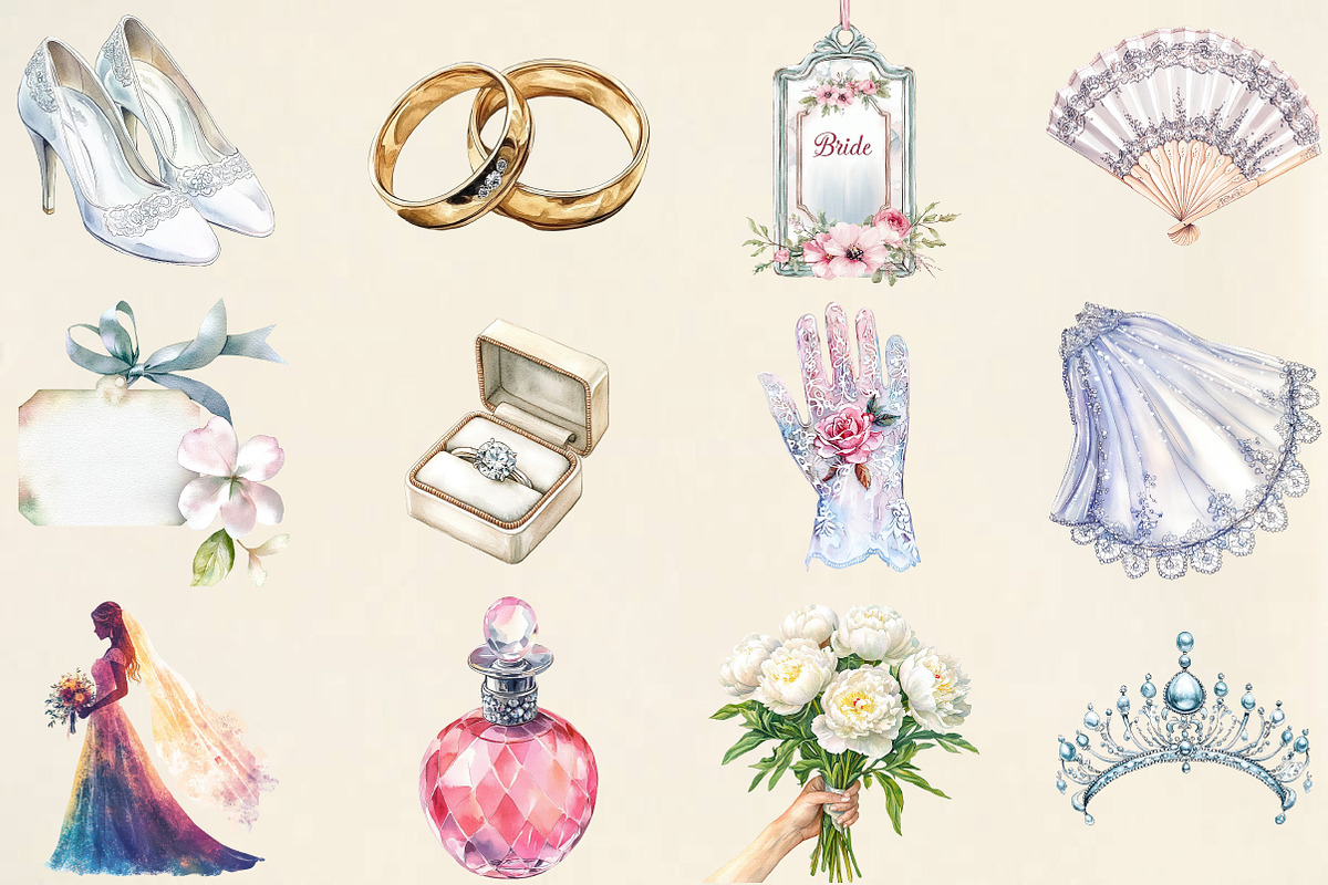 Watercolor White Wedding Bundle, an Illustration by Pixels.Craft (Photo 3 of 5)