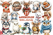Cute Winter Animals Clipart, an Illustration by Dream Creation (Thumbnail 1 of 6)