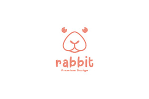 Cute Cartoon Face Rabbit Logo Vector