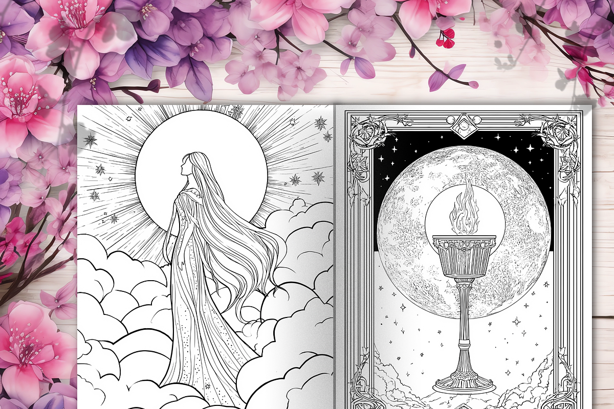Celestial Tarot Card Coloring Pages, a Print Template by LA Design (Photo 7 of 10)