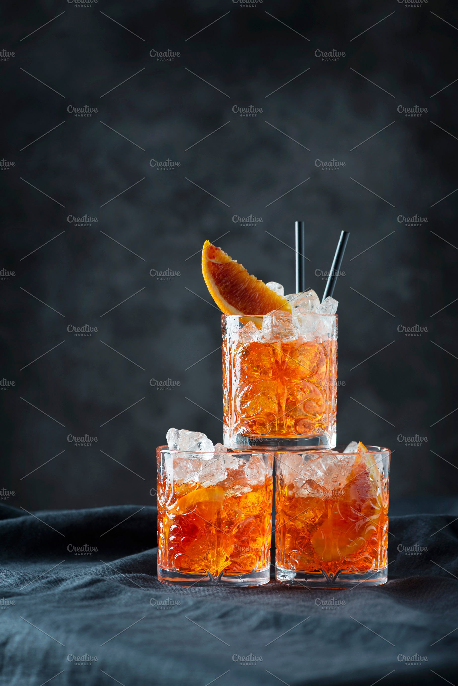 Italian traditional cocktail Aperol Spritz with orange, a Food & Drink Photo by oxana.denezhkina