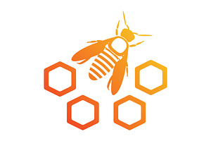 Bee icon with honeycomb.