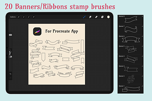 Set Of 20 Procreate Banners Brushes