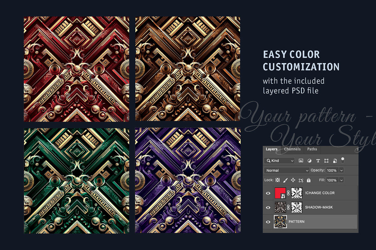 Luxurious Art Deco & Baroque Pattern, a Texture Illustration by ARSCOR (Photo 4 of 6)