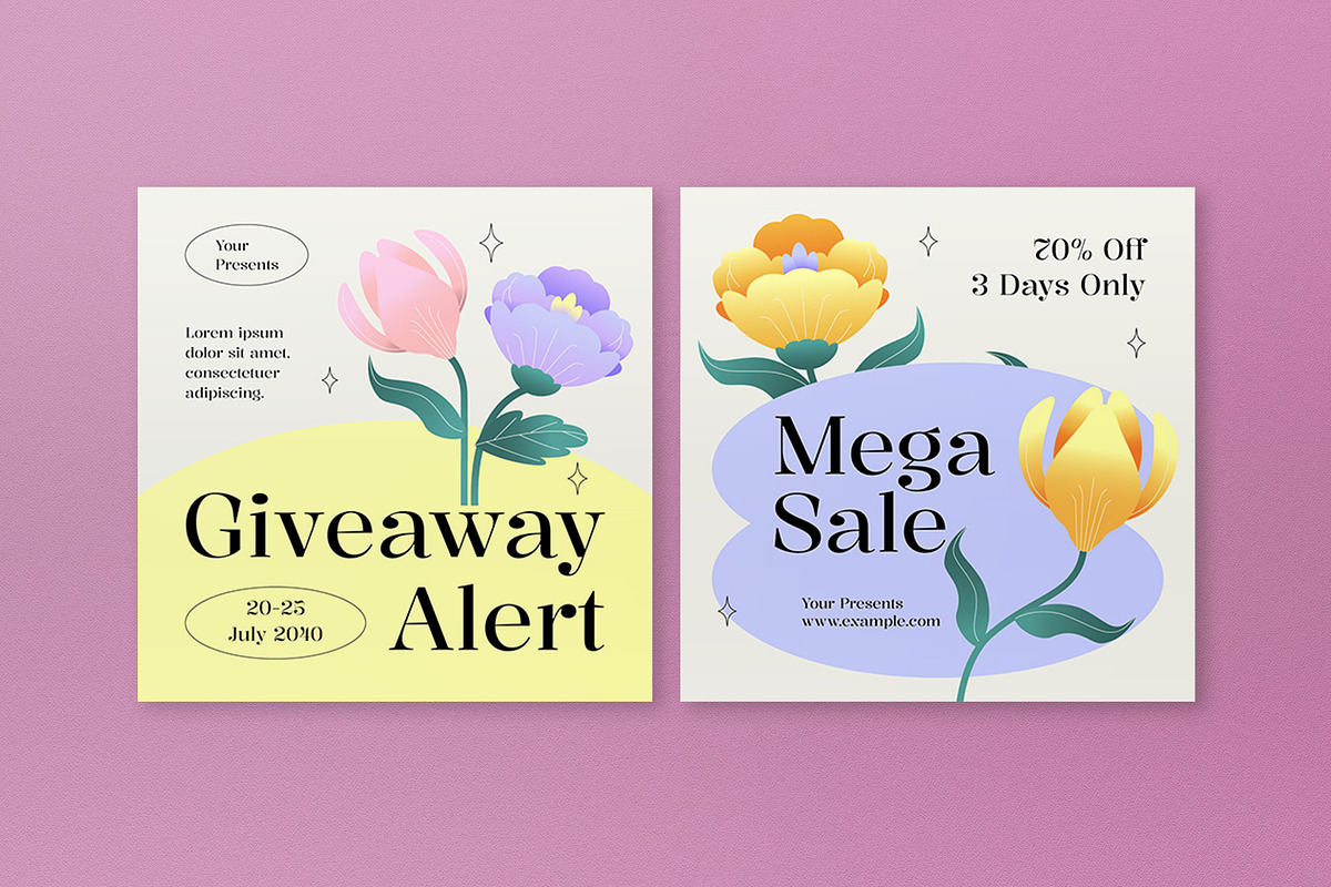 Pink Floral Spring Square Banner, an UI Kit Template by graphicook (Photo 5 of 5)