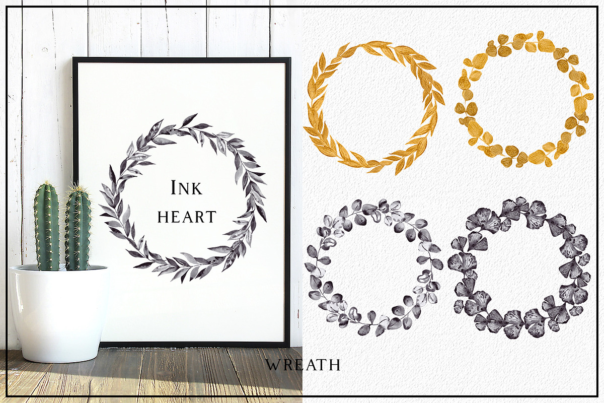 Ink and Gold. Hand drawn clipart, an Illustration by ma_i_vi (Photo 14 of 15)