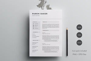 3 Page Resume Template | INDD + DOCX
