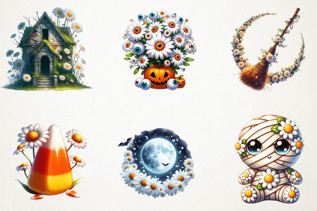 Daisy Flower & Halloween Clipart, an Illustration by RobertsArt (Photo 4 of 7)