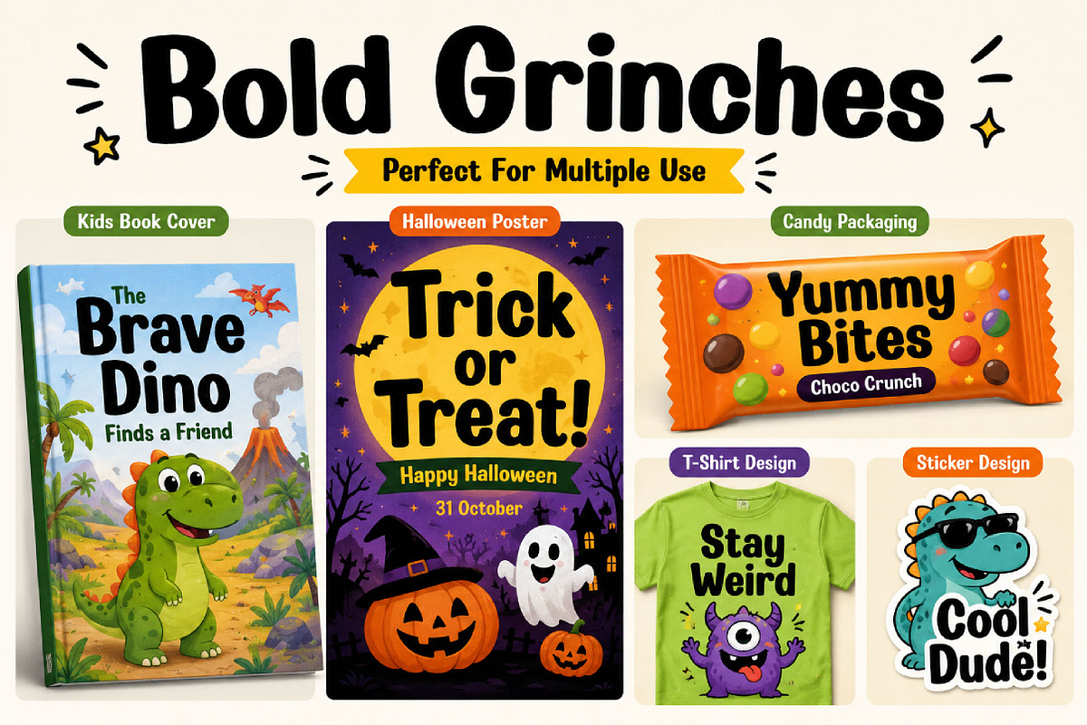 Bold Grinches, a Script Font by Wow Magic (Photo 2 of 5)