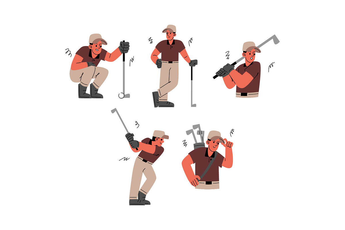 Golf Man Character Vol 1, a Sport Illustration by SLAB! Design (Photo 3 of 3)