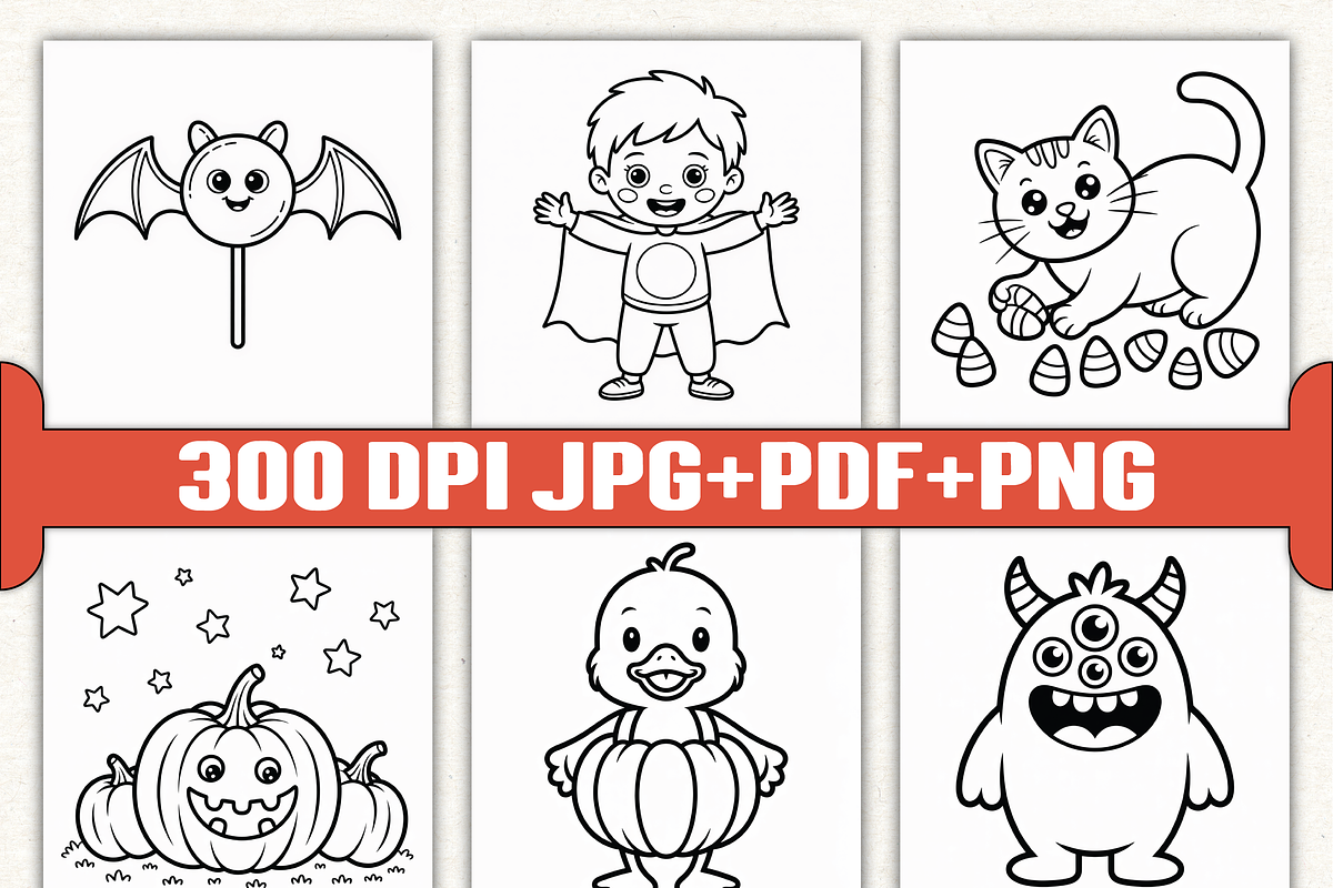 Bold & Easy Cute Halloween Coloring, a Seasonal Illustration by Ink Gallery (Photo 2 of 6)