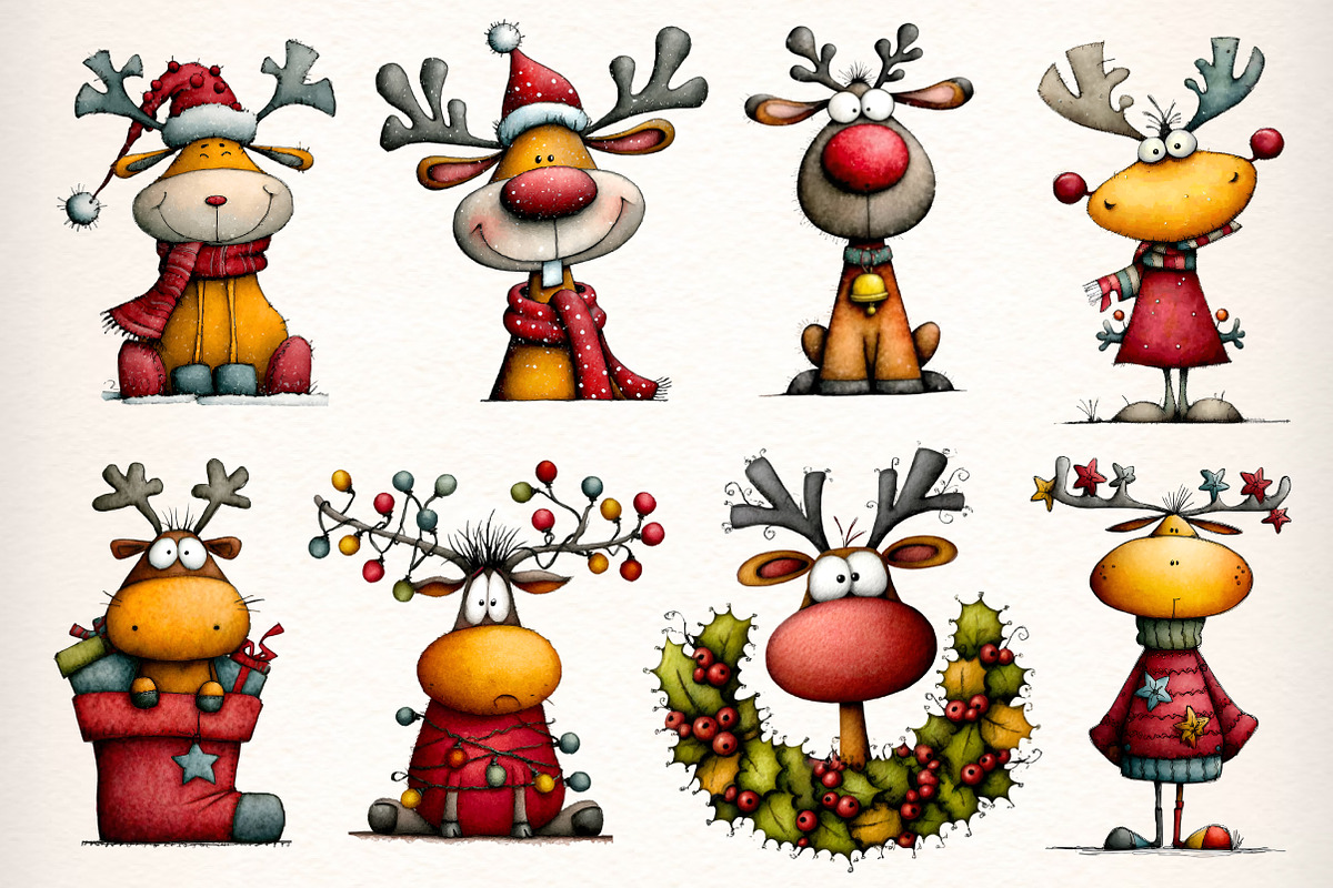 Whimsical Christmas Deer Clipart PNG, an Illustration by Dream Creation (Photo 4 of 8)