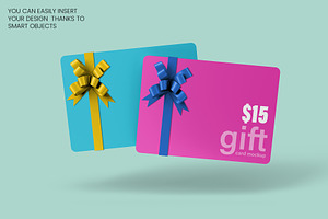 Gift Card With Ribbon Mockup